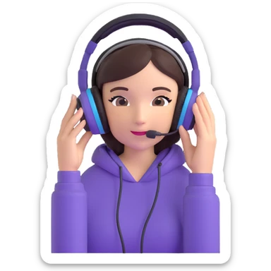 excited gamer girl in headphones sticker