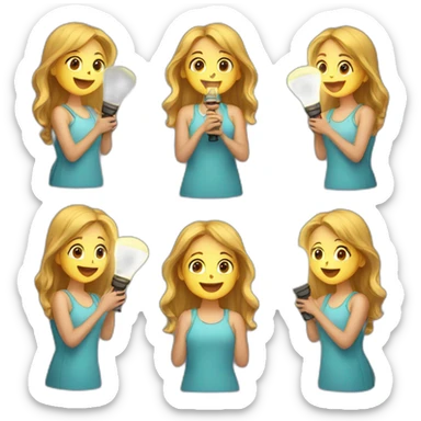 five girls with lamps sticker