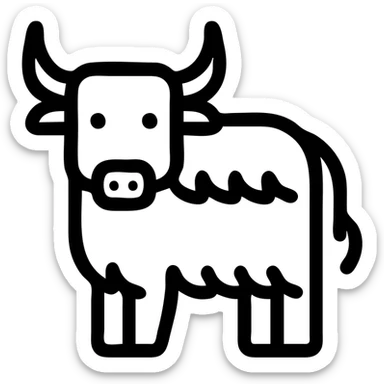 simple yak icon, minimalist and bold, clean black outlines, no fill, modern icon style sticker