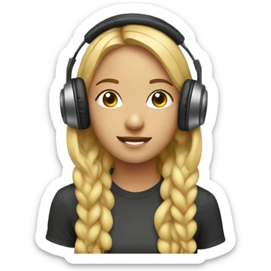Girl listening a music on headphones  sticker