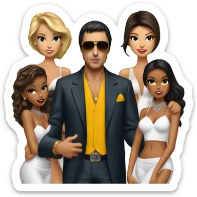 Tony Montana with 4 beautiful models sticker
