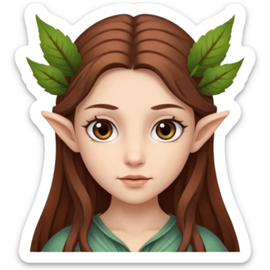 fae with gray eyes and long brown hair sticker