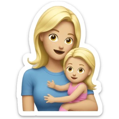 Blond mom with girl baby  sticker