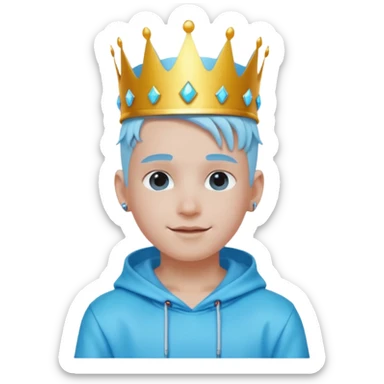 boy neon cyberpunk light blue happy crown white and blue sticker