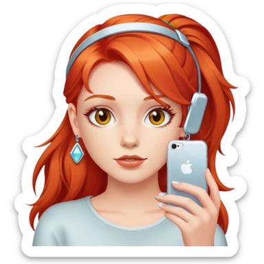 red-haired girl with y2k accessories sticker