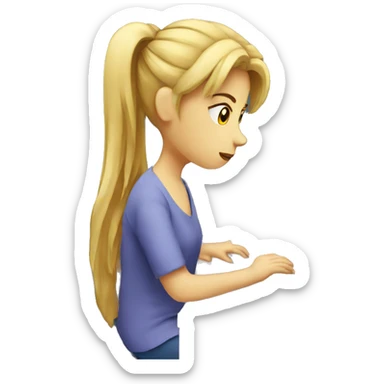 a sad girl working on excel on her monitors sticker