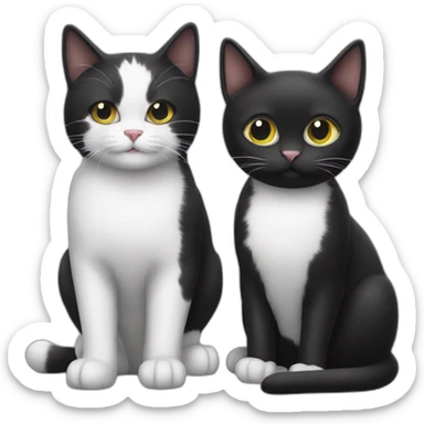 black cat with a black and white cat sticker