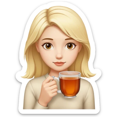 Girl with blond hair and cup of tea in her hand sticker