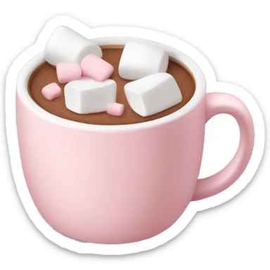 Light Pink mug of hot chocolate with marshmallows  sticker