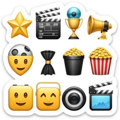 featuring achievements, films, and 100 views, in a style achievement sticker