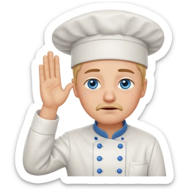 Chef saluting while crying blue eyes sticker