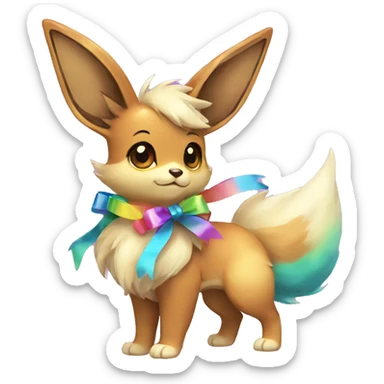 Shiny colorful Eevee with ribbons sticker