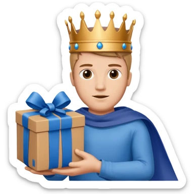 King Alexander hold carton box gift sticker