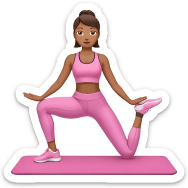 medium-skinned woman doing Pilates in pink sportswear sticker