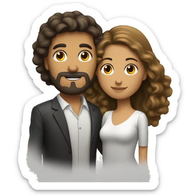 pareja mujer blanca pelo lacio y hombre moreno pelo crespo sticker