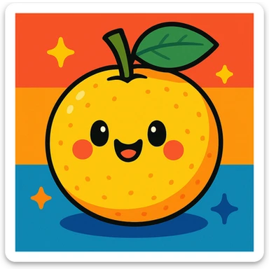 yuzu fruit, cartoon style, bright and cheerful sticker