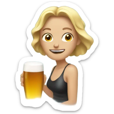 White Woman in hot tub with beer sticker