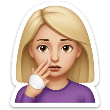 girl touching her for bad smell sticker