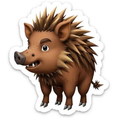 wild boar, punk hair, full body sticker