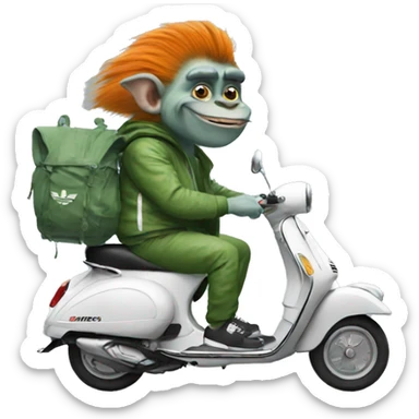 Troll on a vespa wearing an adidas tracksuit  sticker