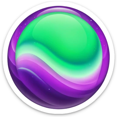aurora orb, vibrant green and purple sticker