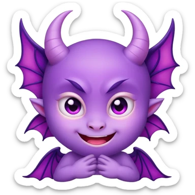 cute purple demon with small wings, blushing cheeks and a shy smile sticker