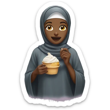 Black girl with hijab and eating glace sticker