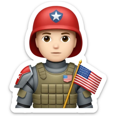 generate white full-armored american soldier with small usa flag on shoulder sticker