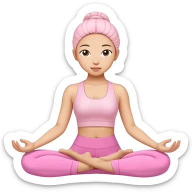 asian yoga girl light pink clothes  sticker