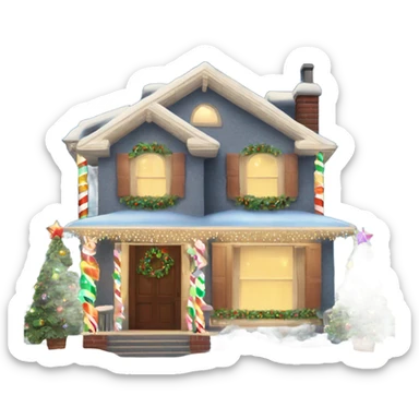 house decorated with fancy Christmas lights and lots of Fancy decorations sticker