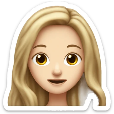 White girl with long hair brown food sticker