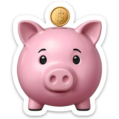 A piggy bank with a coin being inserted, symbolizing company pension savings. Minimalist, clean emoji design. sticker