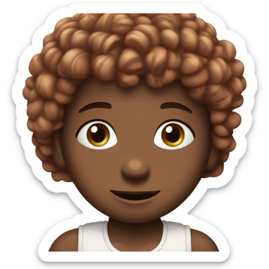 Bambino con capelli ricci e marroni e viso rosa  sticker