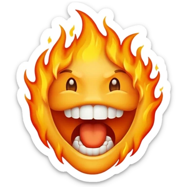 mouth with flames coming out sticker