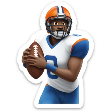 White tight end wearing blue & orange #89 catching a football sticker