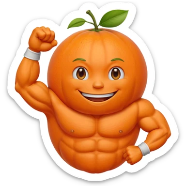 Muscle Orange Fruit Character Strongest sticker