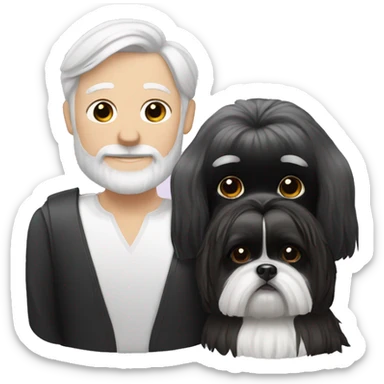 White human couple and black shih tzu  sticker