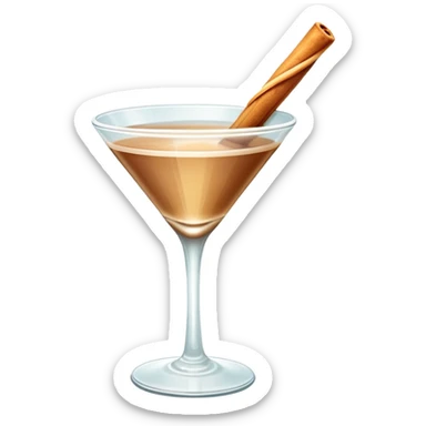 Cinnamon churro martini with one churro sticking out of the glass sticker