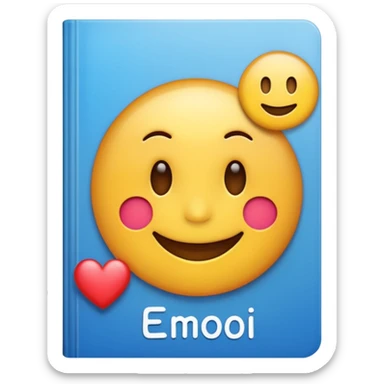 A textbook with the word 'emoji' written on the cover sticker