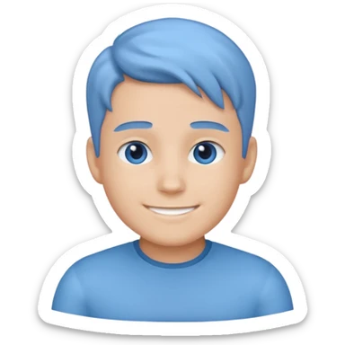 blue emoji of a boy with a self-assured, independent expression, sigma male style sticker