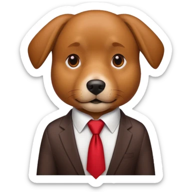 brown dog with red tie,white shirt sticker