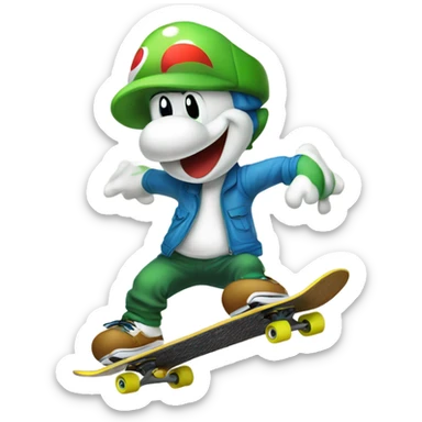yoshi new year skate boarding sticker