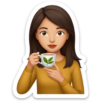 Latina brunette girl sipping tea sticker