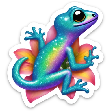Lisa frank glitter gecko with a lily sticker