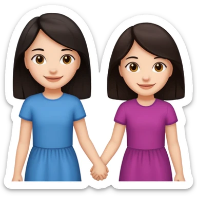 Two friends holding hands girls dark hair sticker