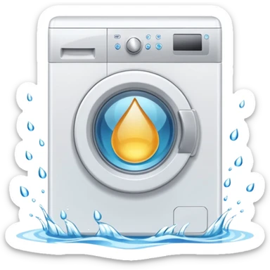 create an icon for white washing machine with big water drop in front sticker