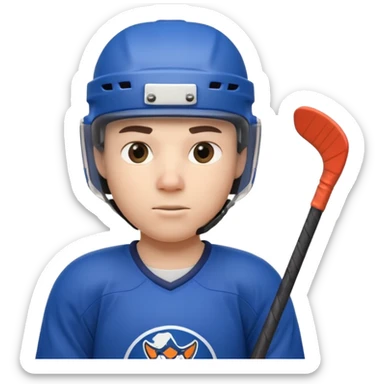 ice hockey player portrait, head and shoulders only, wearing hockey helmet with visor, team jersey collar, holding hockey stick near shoulder, focused competitive expression, 3D cartoon style, mobile game icon style, clean background, no text, no watermark

 sticker
