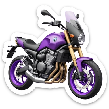 Créer un emoji copiable sur mon système iOS avec une moto mt07 noir mate / violet plus foncé que tu as et iridescent. le style de la mt07 doit être en roadster. sticker