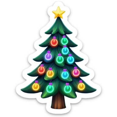 christmas tree with neon lights sticker