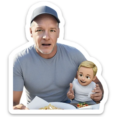 boys enjoying food day sticker